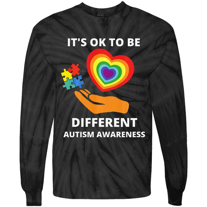 autism awareness its ok to be different Tie-Dye Long Sleeve Shirt