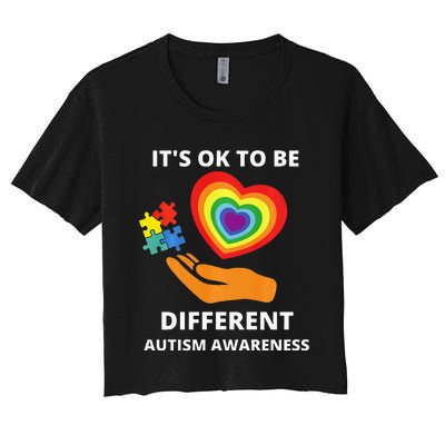 autism awareness its ok to be different Women's Crop Top Tee