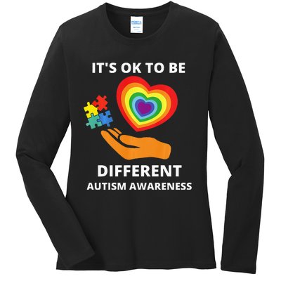 autism awareness its ok to be different Ladies Long Sleeve Shirt