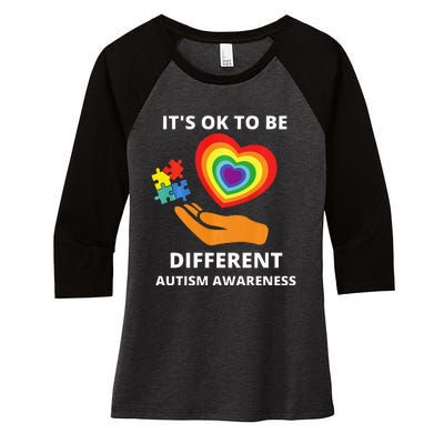 autism awareness its ok to be different Women's Tri-Blend 3/4-Sleeve Raglan Shirt