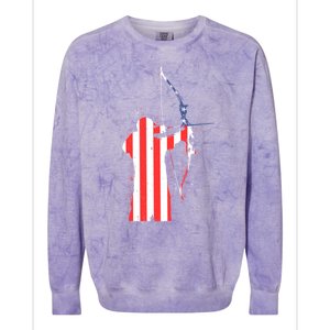 Archery Archer Independence Day Bow Bowhunter Patriotic Gift Colorblast Crewneck Sweatshirt