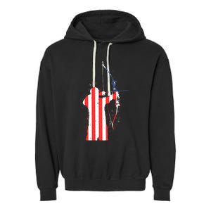 Archery Archer Independence Day Bow Bowhunter Patriotic Gift Garment-Dyed Fleece Hoodie