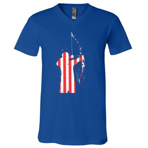 Archery Archer Independence Day Bow Bowhunter Patriotic Gift V-Neck T-Shirt