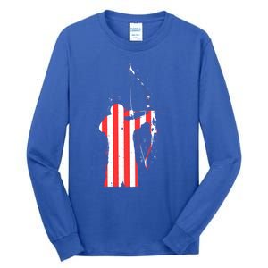 Archery Archer Independence Day Bow Bowhunter Patriotic Gift Tall Long Sleeve T-Shirt