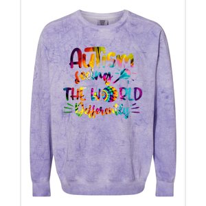 Autism Awareness Inspirational Quote Tie Dye Unity Meaningful Gift Colorblast Crewneck Sweatshirt