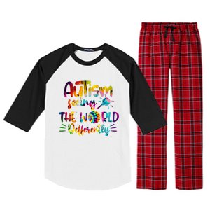 Autism Awareness Inspirational Quote Tie Dye Unity Meaningful Gift Raglan Sleeve Pajama Set