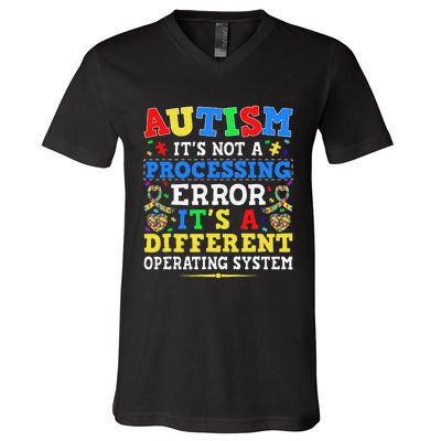 Autism Awareness It's A Different Operating System Gift V-Neck T-Shirt