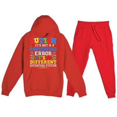 Autism Awareness It's A Different Operating System Gift Premium Hooded Sweatsuit Set