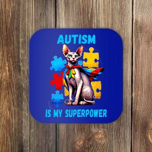 Autism Awareness Is My Superpower Cat Meaningful Gift Coaster