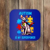 Autism Awareness Is My Superpower Cat Meaningful Gift Coaster