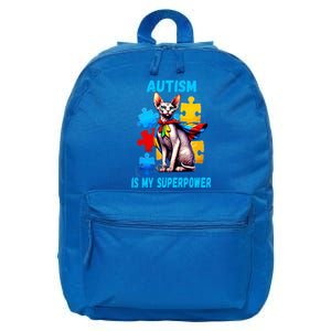 Autism Awareness Is My Superpower Cat Meaningful Gift 16 in Basic Backpack