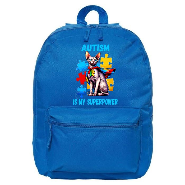 Autism Awareness Is My Superpower Cat Meaningful Gift 16 in Basic Backpack