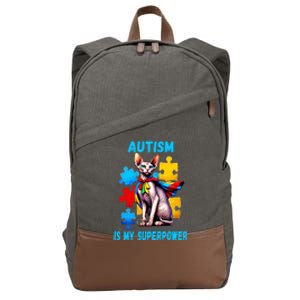 Autism Awareness Is My Superpower Cat Meaningful Gift Cotton Canvas Backpack