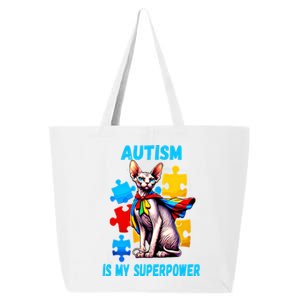 Autism Awareness Is My Superpower Cat Meaningful Gift 25L Jumbo Tote