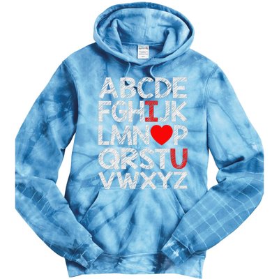 Alphabet ABC I Love You Valentines Day Heart Tie Dye Hoodie