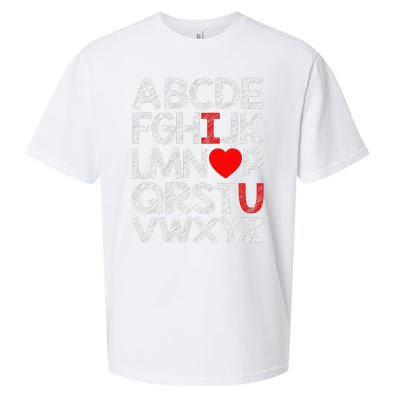 Alphabet ABC I Love You Valentines Day Heart Sueded Cloud Jersey T-Shirt