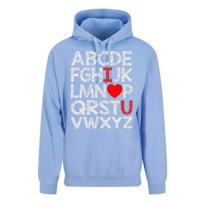 Alphabet ABC I Love You Valentines Day Heart Unisex Surf Hoodie