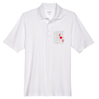 Alphabet ABC I Love You Valentines Day Heart Men's Origin Performance Pique Polo