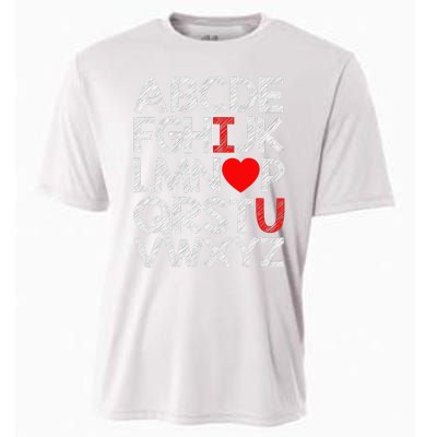 Alphabet ABC I Love You Valentines Day Heart Cooling Performance Crew T-Shirt