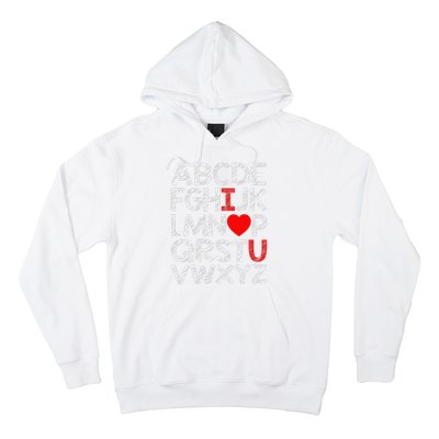 Alphabet ABC I Love You Valentines Day Heart Hoodie