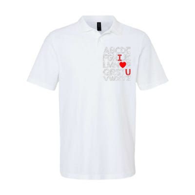 Alphabet ABC I Love You Valentines Day Heart Softstyle Adult Sport Polo