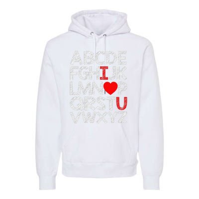 Alphabet ABC I Love You Valentines Day Heart Premium Hoodie