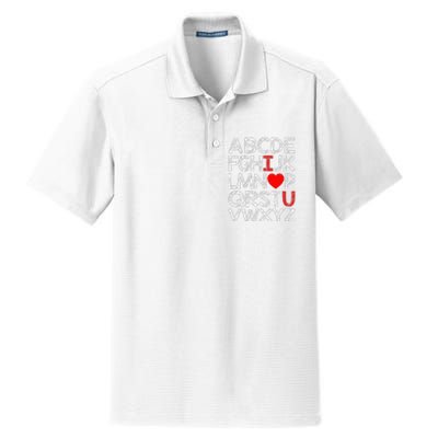 Alphabet ABC I Love You Valentines Day Heart Dry Zone Grid Polo