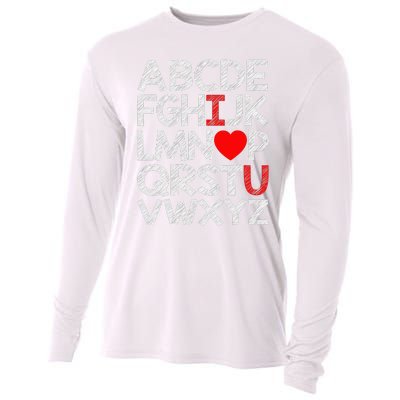 Alphabet ABC I Love You Valentines Day Heart Cooling Performance Long Sleeve Crew