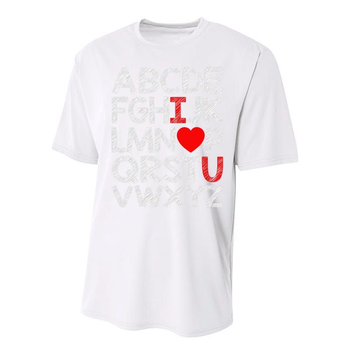 Alphabet ABC I Love You Valentines Day Heart Performance Sprint T-Shirt