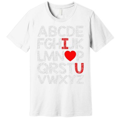 Alphabet ABC I Love You Valentines Day Heart Premium T-Shirt