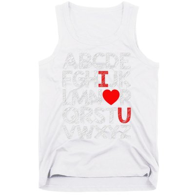 Alphabet ABC I Love You Valentines Day Heart Tank Top