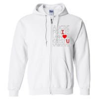 Alphabet ABC I Love You Valentines Day Heart Full Zip Hoodie