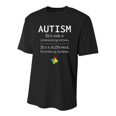 Autism Awareness It's A Different Operating System Youth Performance Sprint T-Shirt