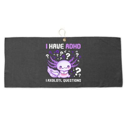Adhd Awareness I Axolotol Questions Large Microfiber Waffle Golf Towel