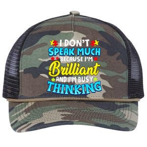 Autism Awareness I Don't Speak Much Because I'm Brilliant Retro Rope Trucker Hat Cap