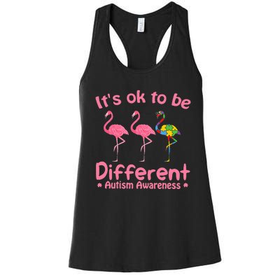 Autism Awareness Its Ok To Be Different Flamigo Women's Racerback Tank