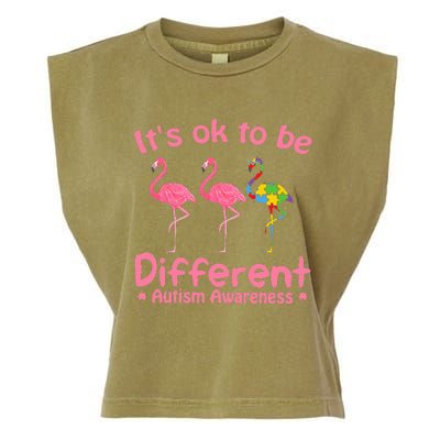 Autism Awareness Its Ok To Be Different Flamigo Garment-Dyed Women's Muscle Tee