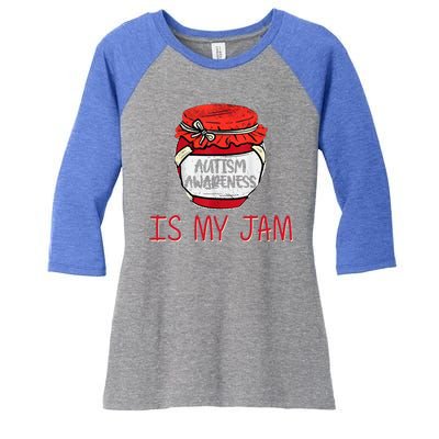 Autism Awareness Is My Jam Women's Tri-Blend 3/4-Sleeve Raglan Shirt