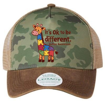 Autism Awareness ItS Ok To Be Different With Giraffe Cute Gift Legacy Tie Dye Trucker Hat