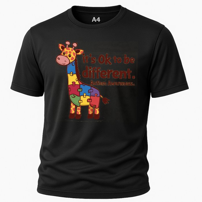 Autism Awareness ItS Ok To Be Different With Giraffe Cute Gift Cooling Performance Crew T-Shirt
