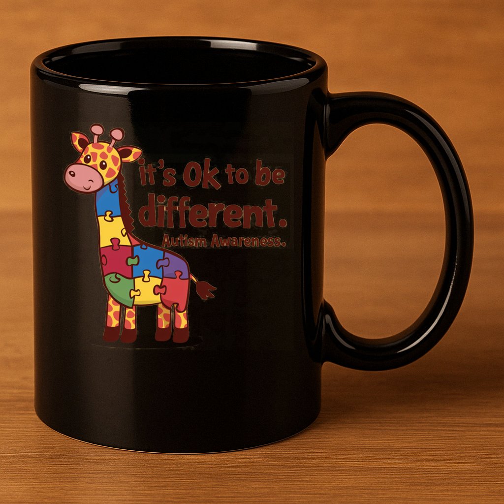 Autism Awareness ItS Ok To Be Different With Giraffe Cute Gift 11oz C Handle Ceramic Mug