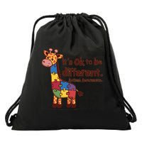 Autism Awareness ItS Ok To Be Different With Giraffe Cute Gift Drawstring Bag