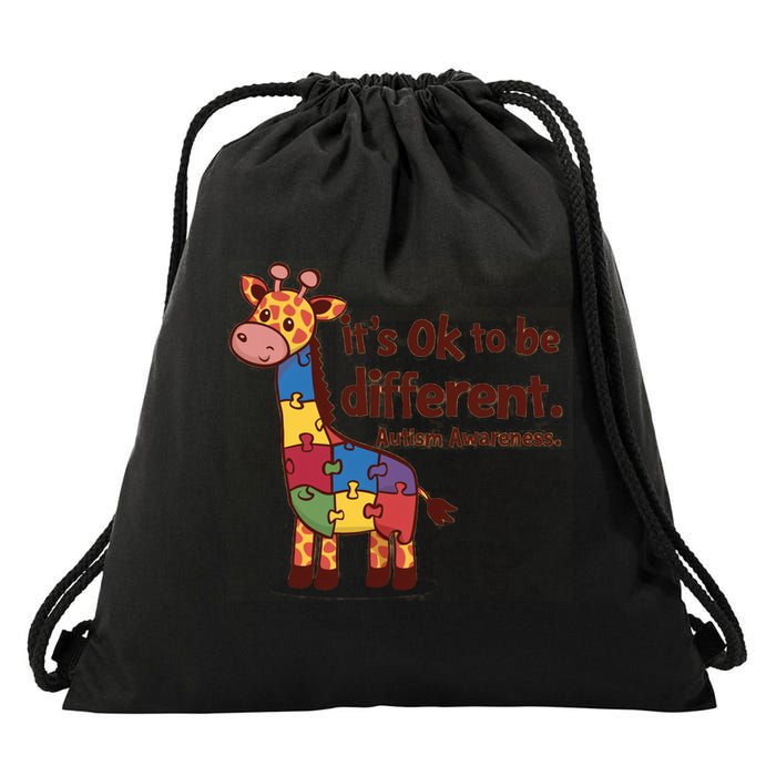 Autism Awareness ItS Ok To Be Different With Giraffe Cute Gift Drawstring Bag