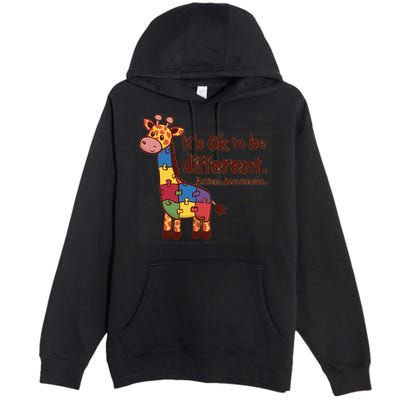 Autism Awareness ItS Ok To Be Different With Giraffe Cute Gift Premium Pullover Hoodie