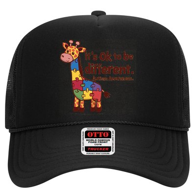 Autism Awareness ItS Ok To Be Different With Giraffe Cute Gift Trucker Hat