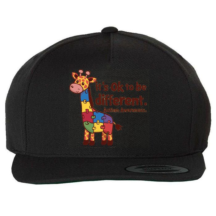 Autism Awareness ItS Ok To Be Different With Giraffe Cute Gift Wool Snapback Cap