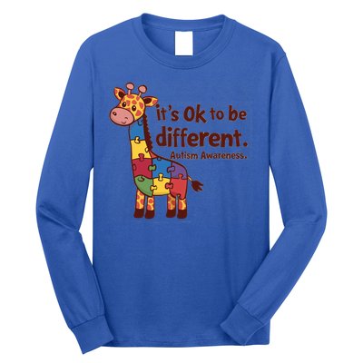 Autism Awareness ItS Ok To Be Different With Giraffe Cute Gift Long Sleeve Shirt