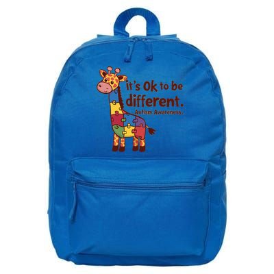 Autism Awareness ItS Ok To Be Different With Giraffe Cute Gift 16 in Basic Backpack