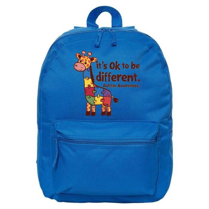 Autism Awareness ItS Ok To Be Different With Giraffe Cute Gift 16 in Basic Backpack