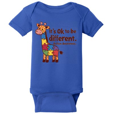 Autism Awareness ItS Ok To Be Different With Giraffe Cute Gift Baby Bodysuit